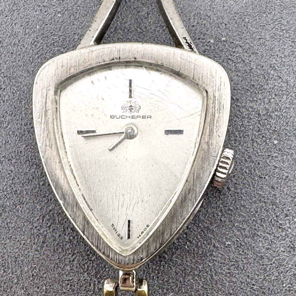 Vintage 1940's Bucherer Trianglular Watch Hand Wind with Link Bracelet